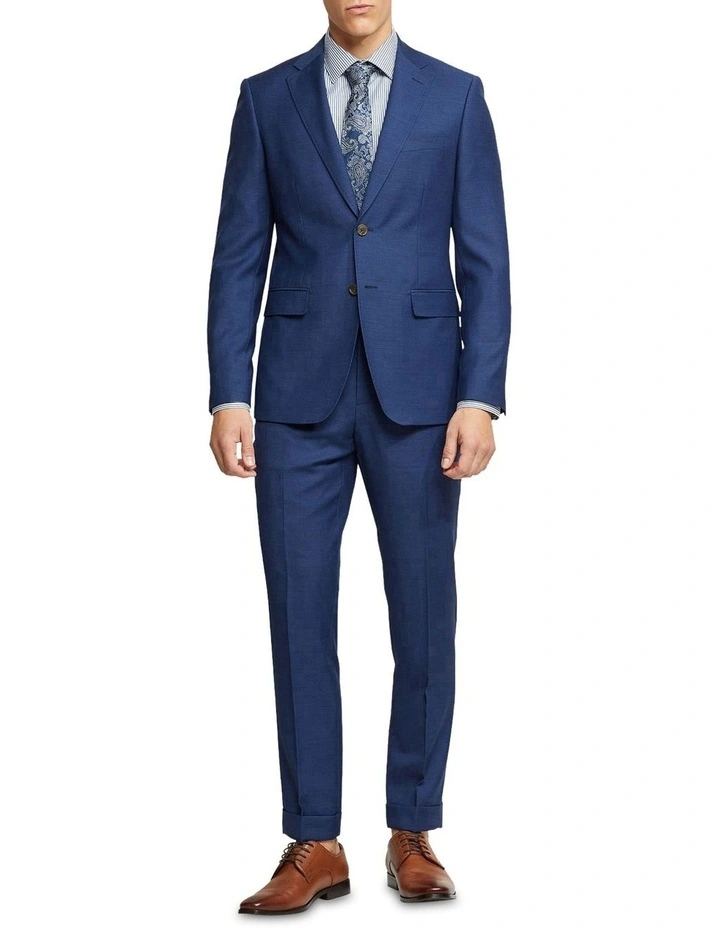 Oxford Byron Folded Cuff Wool Suit Trousers In Blue 7 Oxford Byron Folded Cuff Wool Suit Trousers In Blue - Image 5
