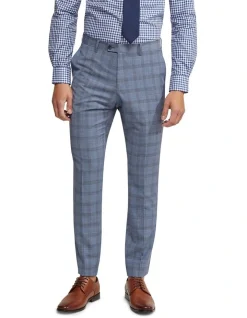 Oxford Hopkins Wool Checked Suit Trousers In Blue
