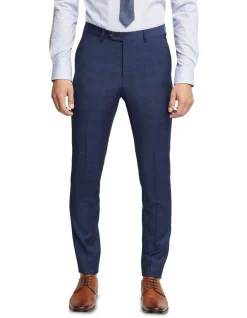 Oxford Byron Wool Checked Suit Trousers In Blue