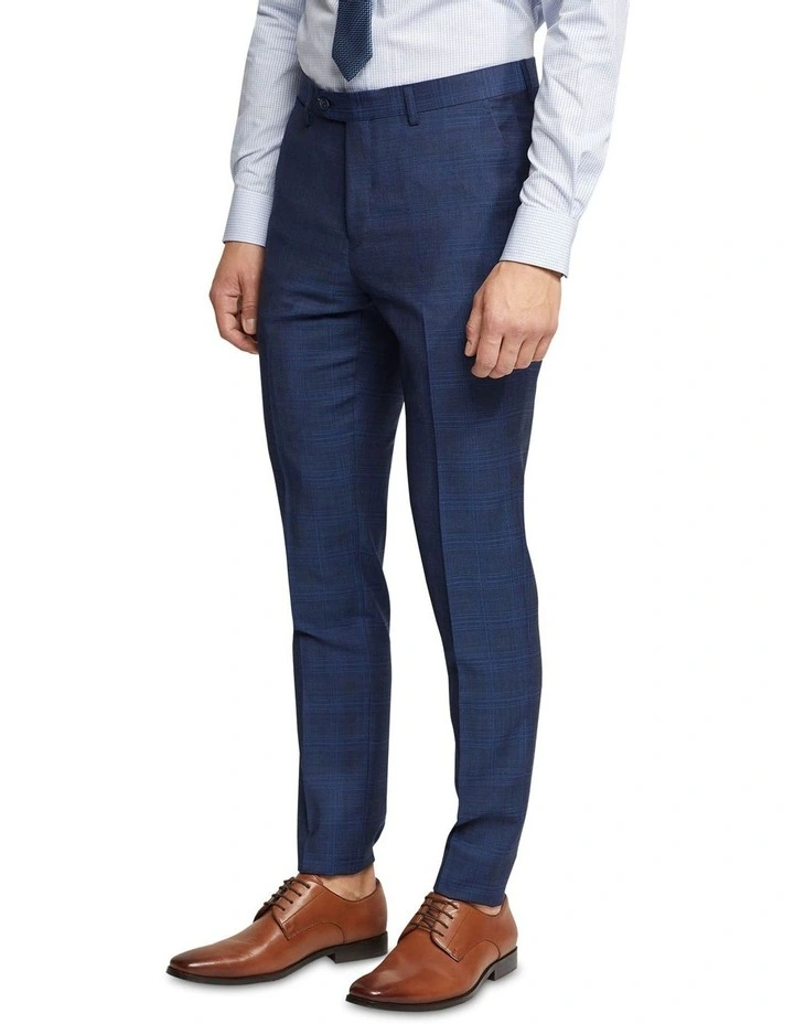 Oxford Byron Wool Checked Suit Trousers In Blue 4 Oxford Byron Wool Checked Suit Trousers In Blue - Image 2