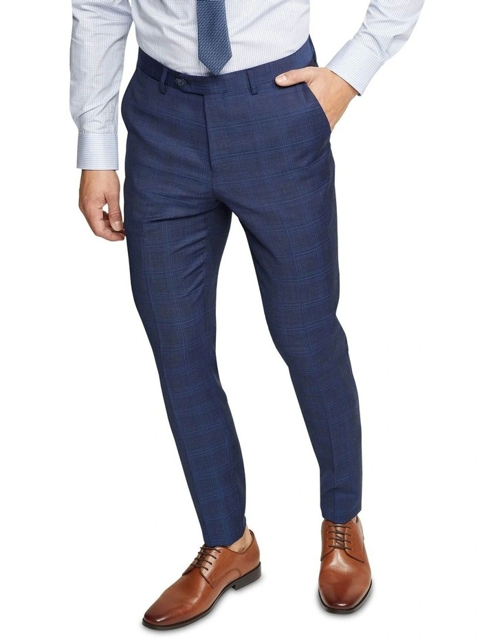 Oxford Byron Wool Checked Suit Trousers In Blue 6 Oxford Byron Wool Checked Suit Trousers In Blue - Image 4