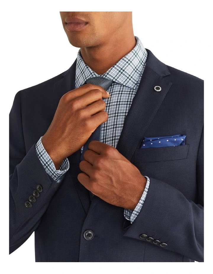 Van Heusen Black Label Tailored Micro Check Suit Jacket In Navy 6 Van Heusen Black Label Tailored Micro Check Suit Jacket In Navy - Image 4