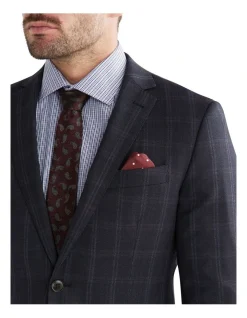 Van Heusen Slim Windowpane Suit Jacket In Navy -Cambridge Clothing shop 966721780 3 720x928