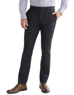 Van Heusen Slim Windowpane Suit Pant In Navy