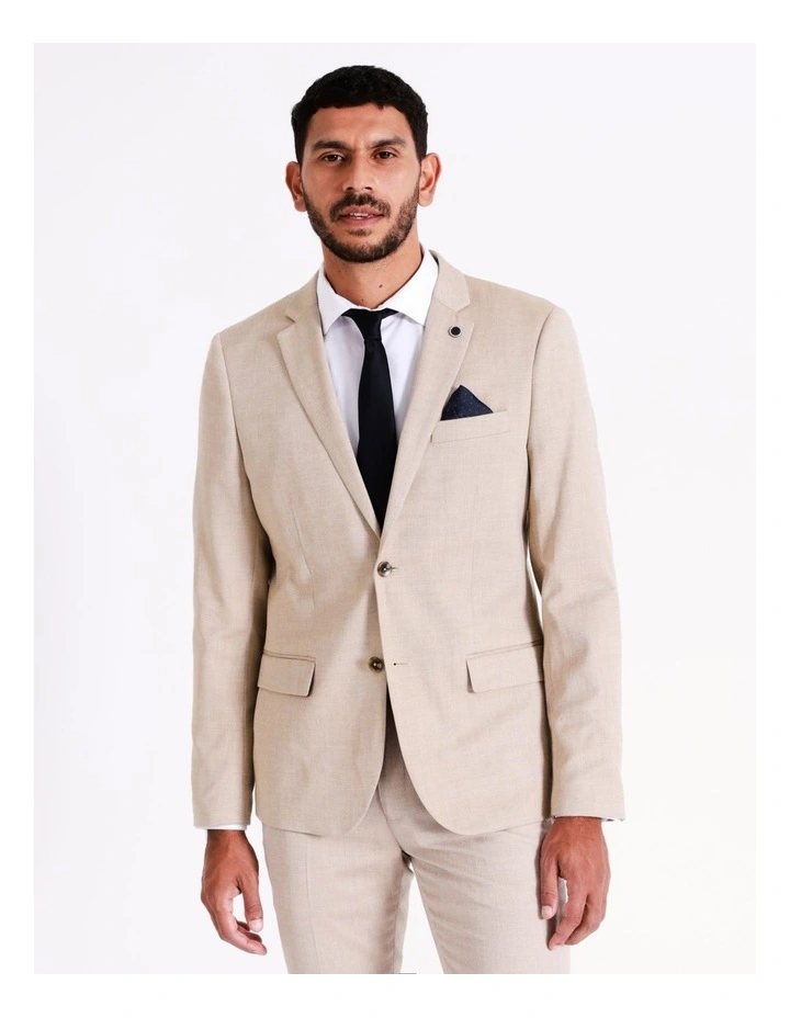 Blaq Slim Textured Suit Jacket In Oatmilk 6 Blaq Slim Textured Suit Jacket In Oatmilk - Image 4