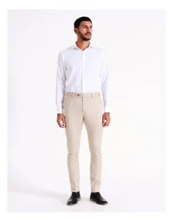 Blaq Slim Textured Suit Pant In Oatmilk