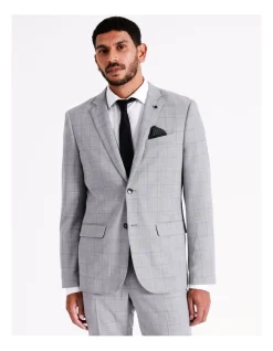 Blaq Tailored Windowpane Suit Jacket In Grey