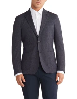 Calvin Klein X Slim Herringbone Knit Blazer In Navy