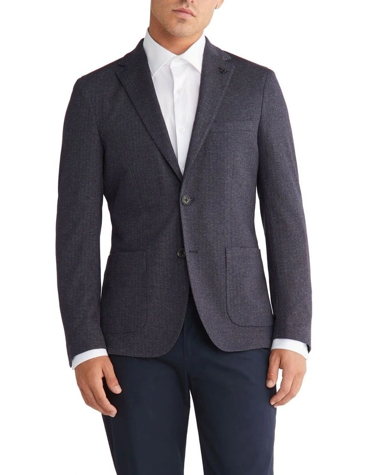 Calvin Klein X Slim Herringbone Knit Blazer In Navy 3 Calvin Klein X Slim Herringbone Knit Blazer In Navy