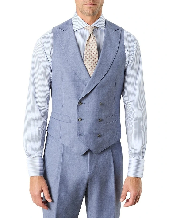 MJ Bale Cappellari Double Breasted Waistcoat In Blue 3 MJ Bale Cappellari Double Breasted Waistcoat In Blue